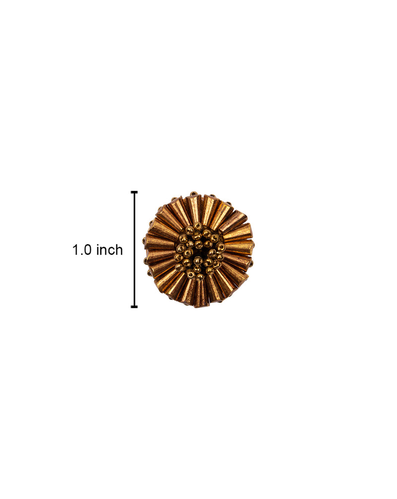 Handmade bugle bead button-Copper