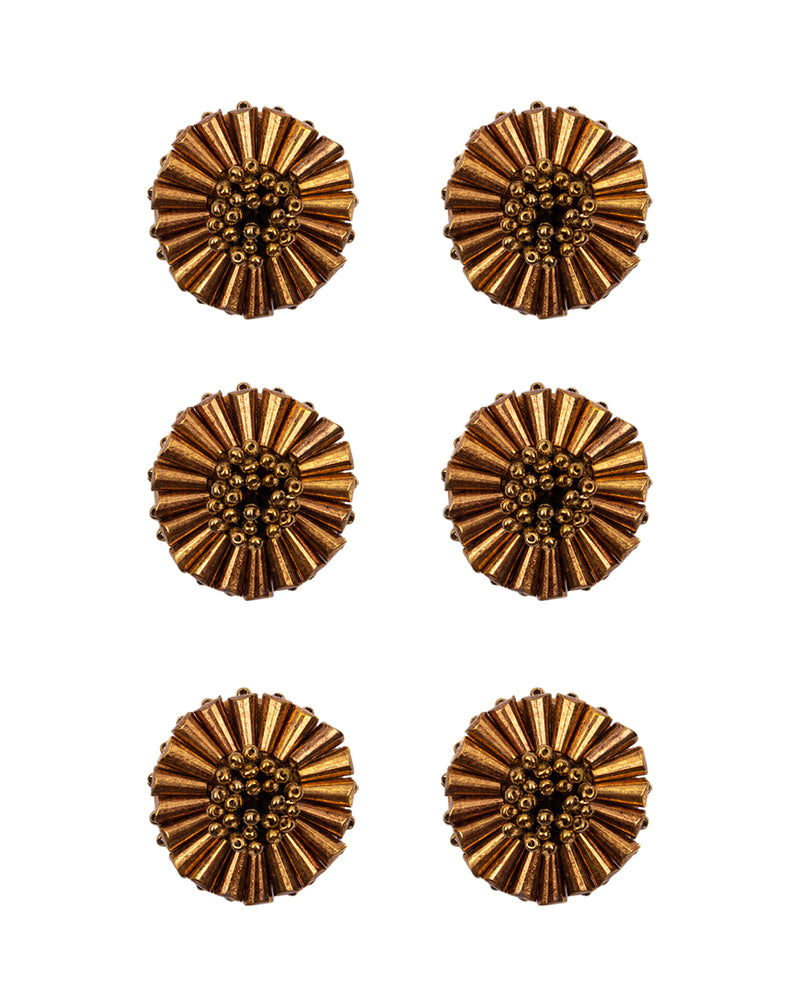 Handmade bugle bead button-Copper