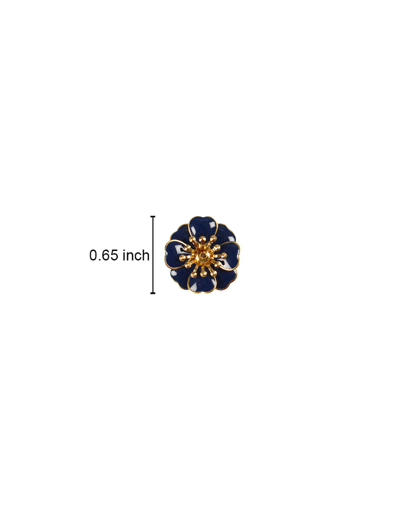 Designer floral  metal buttons-Navy Blue