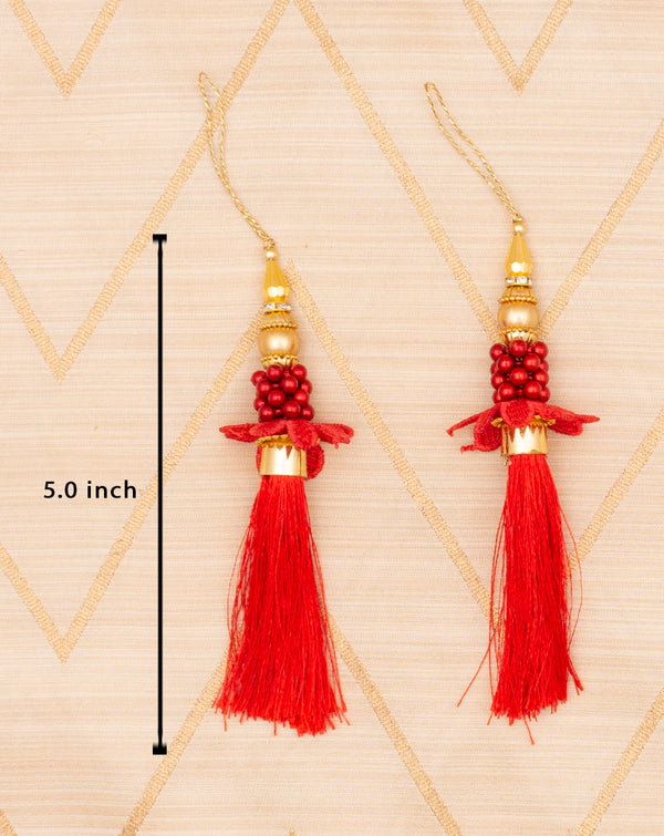 Designer tassel with fringe thread-Red