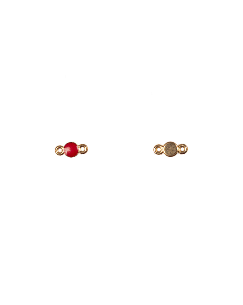 Plastic enamel fill kundan both side connector stone for embroidery, crafts and jewellery making-Red