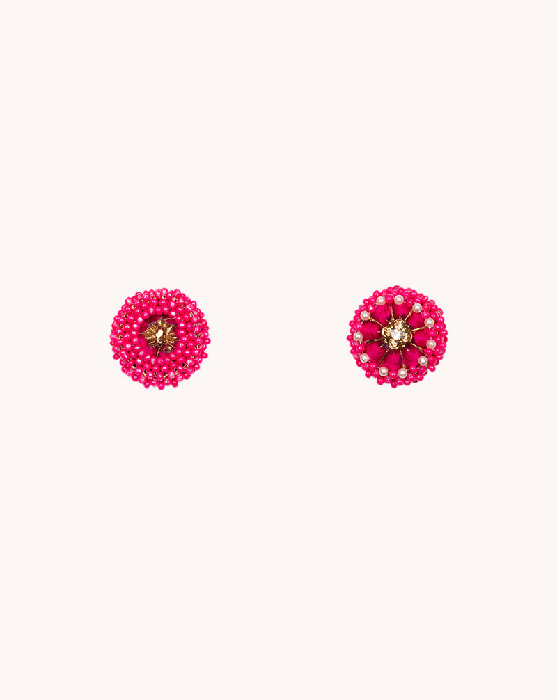 Designer pearl and thread buttons-Dark Pink