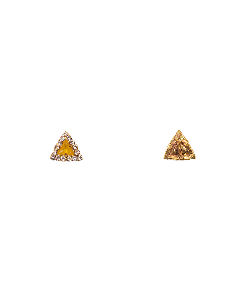 Designer triangle metal button with rhinestone-Yellow