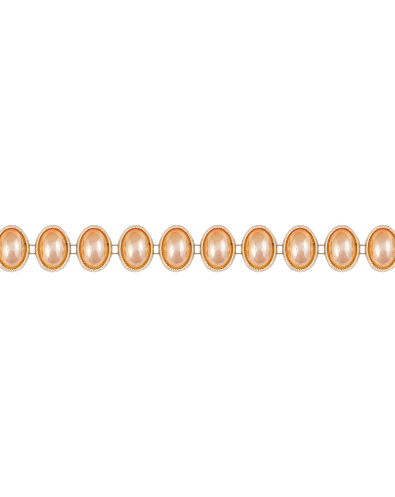 Water Gold Plated Oval Peach Big Stones Plastic base Chain