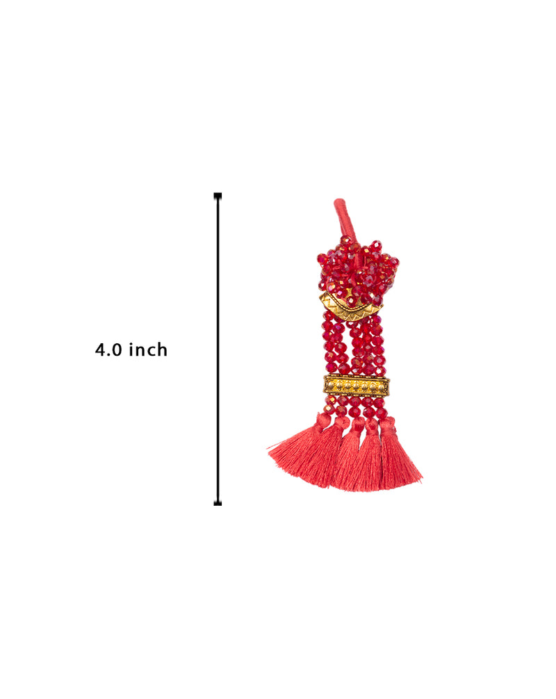 Hanging Designer thread and crystal Tassel-Red Pink