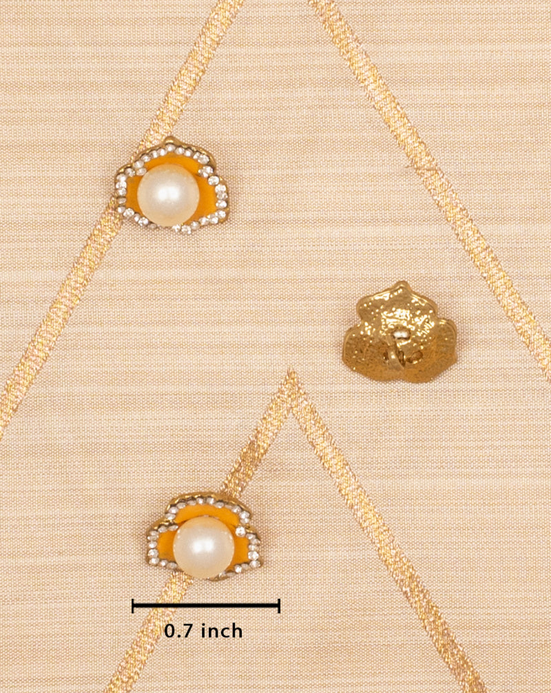 Flower button with pearl insert-Mustard