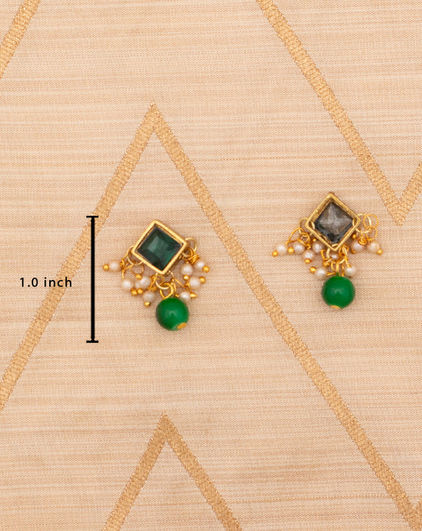 Designer crystal and bead tassel-Dark Green