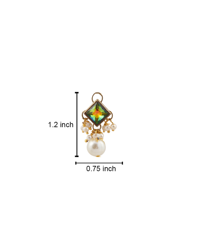 Metal hanging button decorated with pearl beads and rhinestones-Multicolor