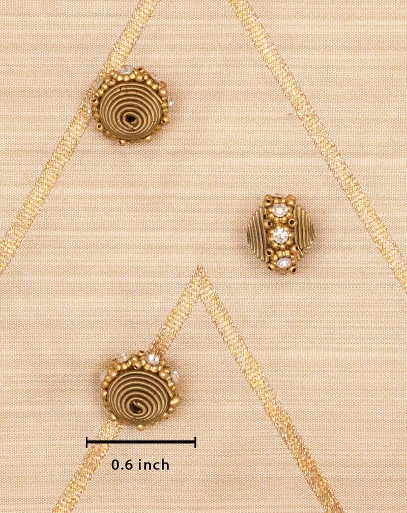 Round beads embellished with swarovski and dori-Golden