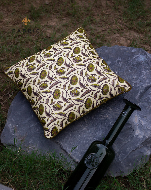 Green Flower Cushion Cover