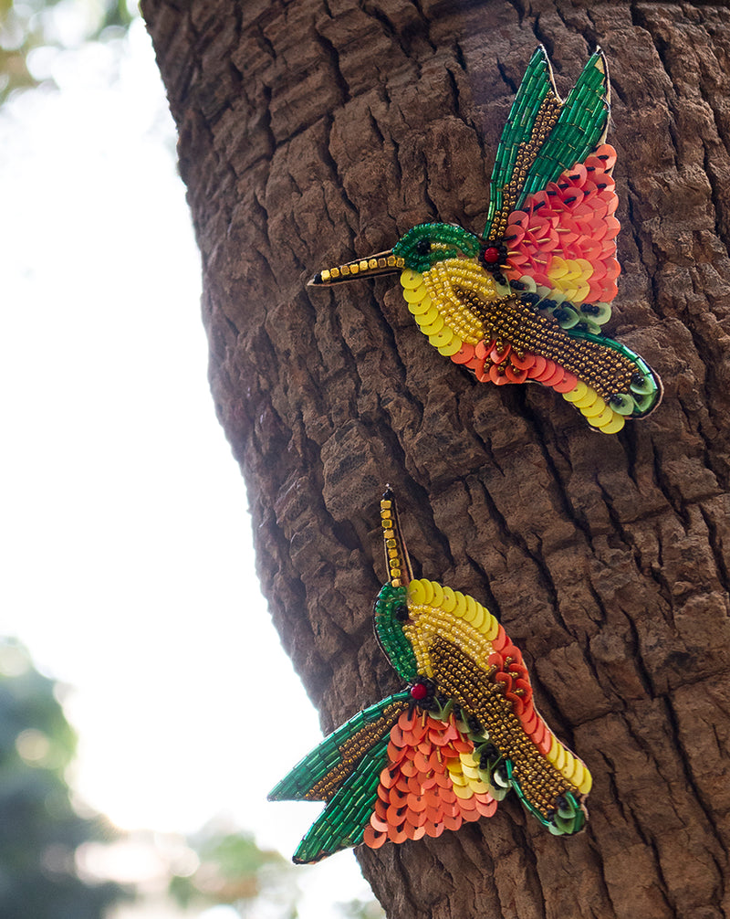 Handmade sequins patch in bird design
