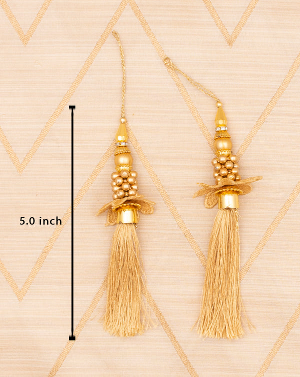 Designer tassel with fringe thread-Golden