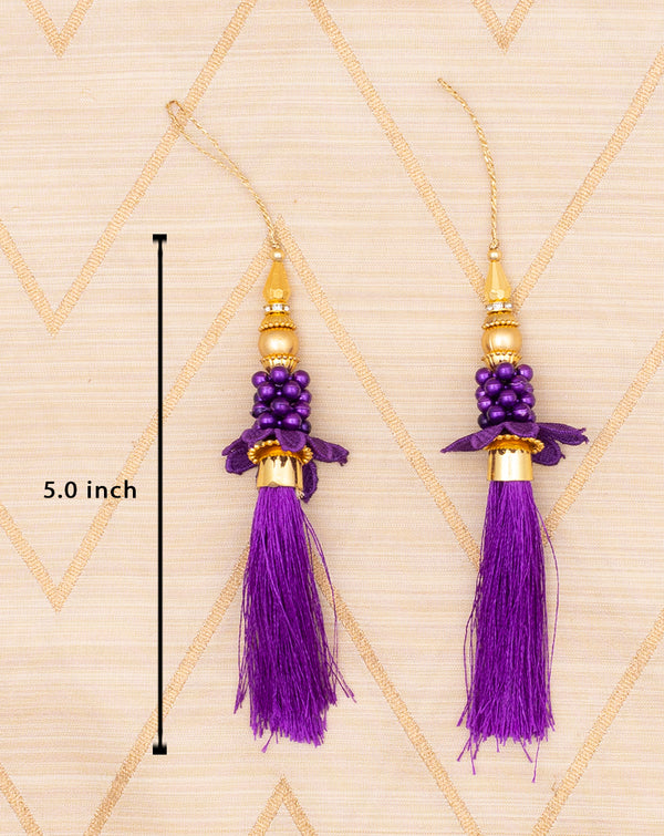 Designer tassel with fringe thread-Purple