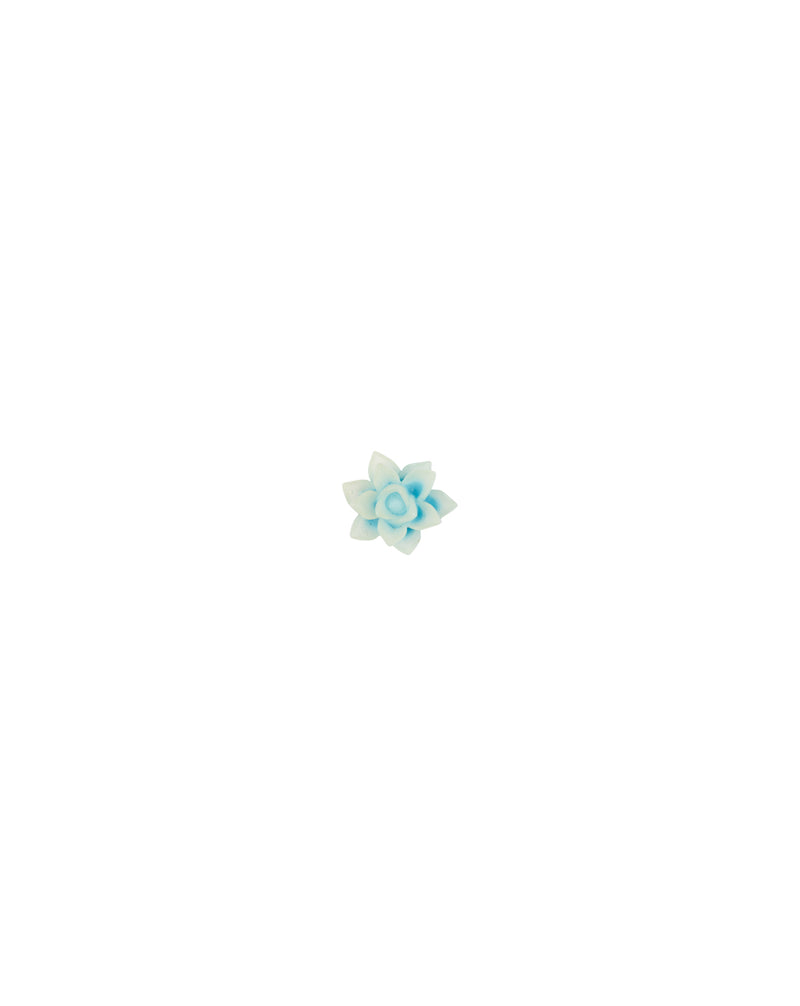 Plastic small lotus flower flat base button-Ocean Blue