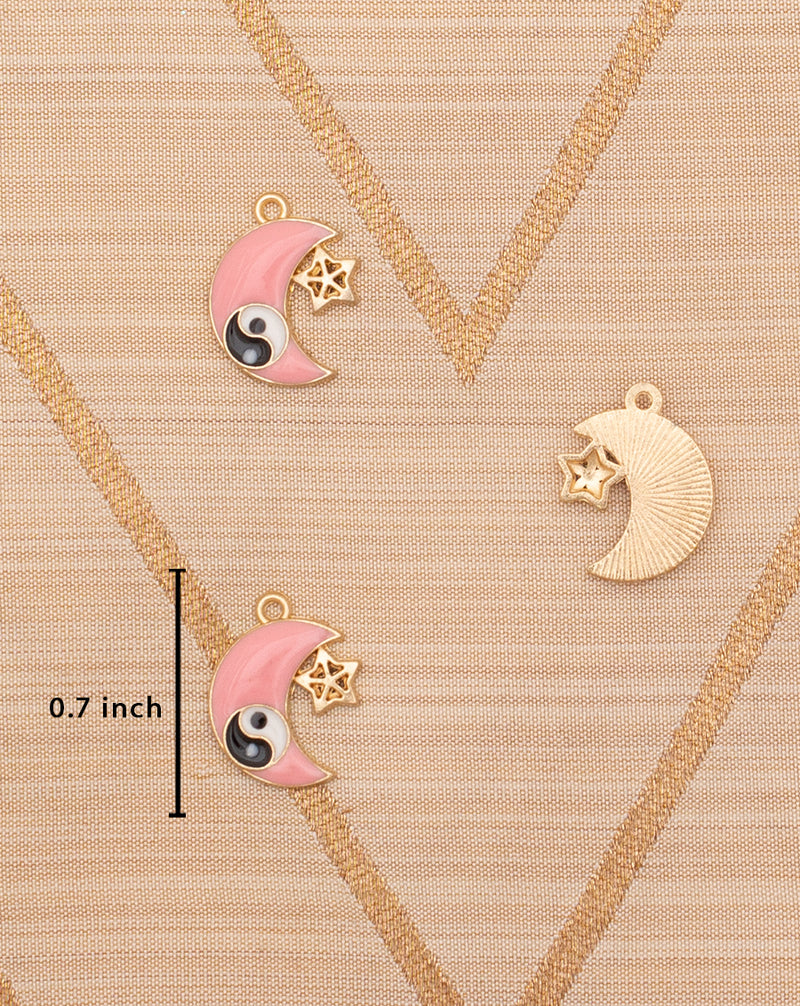 Premium moon shape metal charm-Pink