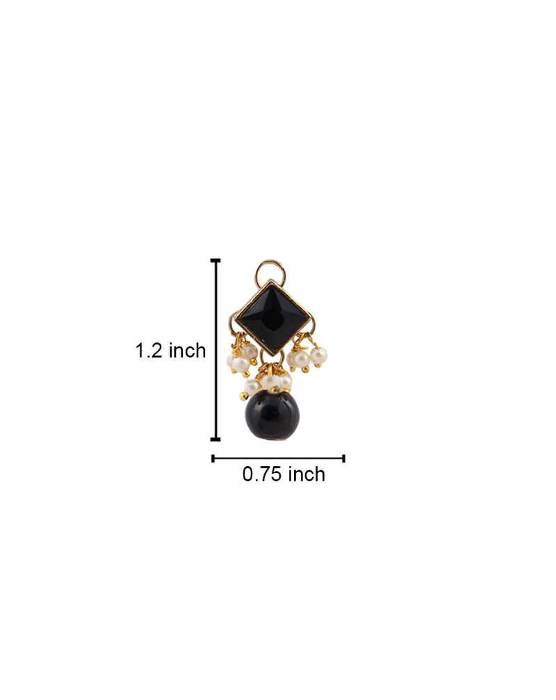 Metal hanging button decorated with pearl beads and rhinestones-Black