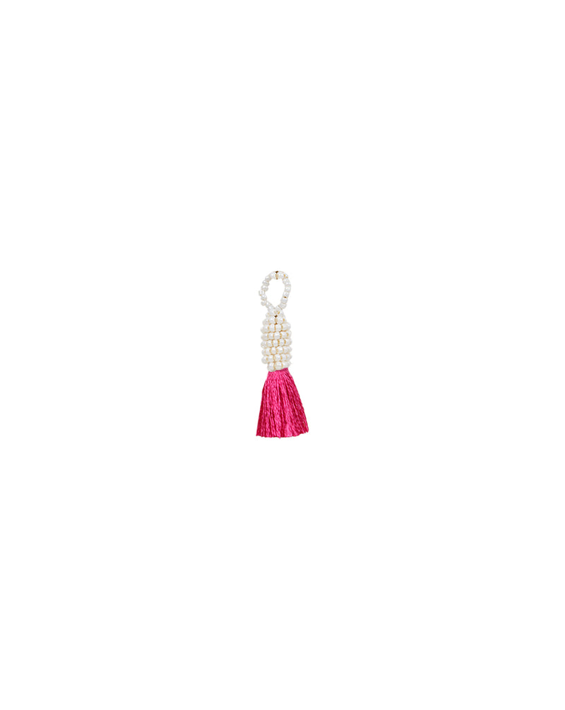 Handmade small thread tassel with pearl beads head-Dark Pink