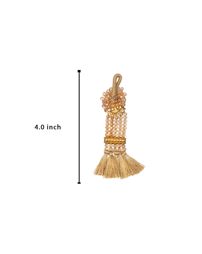 Hanging Designer thread and crystal Tassel-Rose Gold