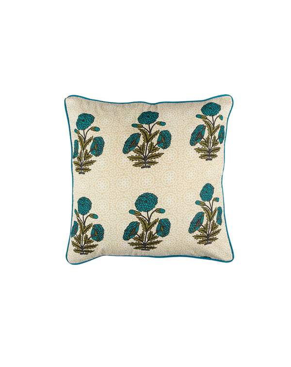 Turquoise Flower Cushion Cover