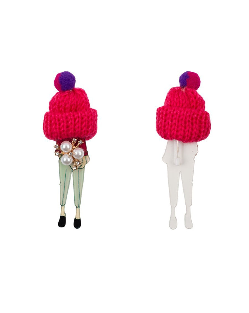 Pink Hat Figure Brooch Pin
