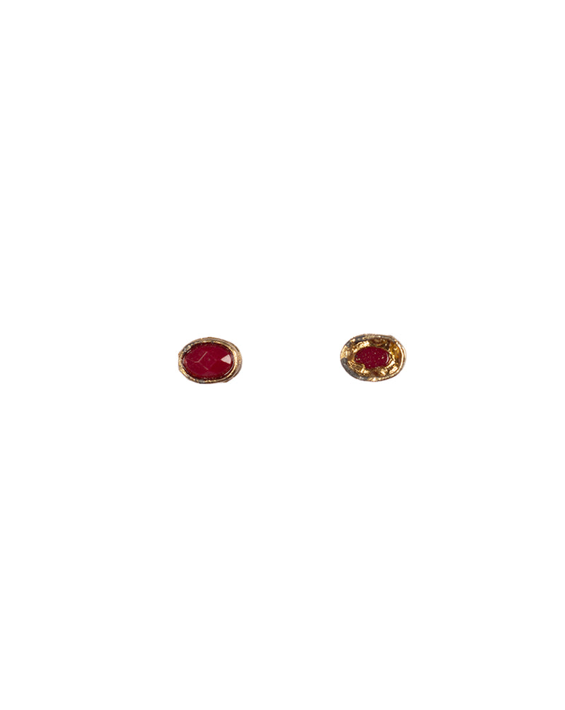 Metal kundan stone for embroidery, crafts and jewellery making-Oval-Maroon