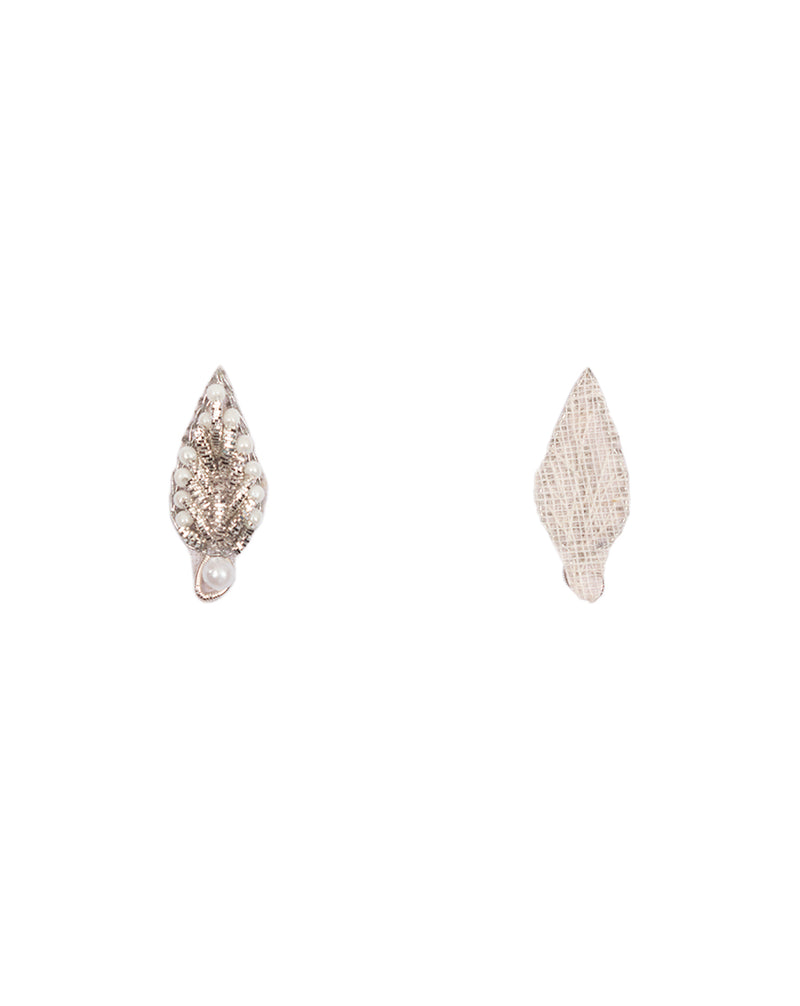 Handmade leaf pearl and dabka patch-Silver