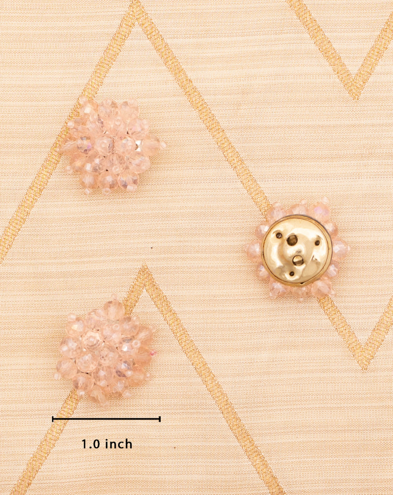 Designer handmade button in shiny beads-Ivory