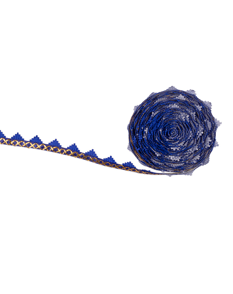 Zig Zag Scallop Embroidery Lace-Dark Blue