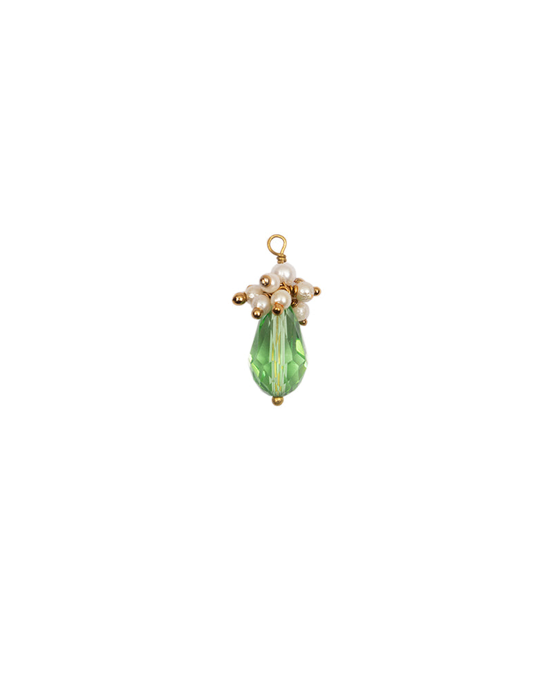 Designer crystal drop button with pearl hanging-Mint Green