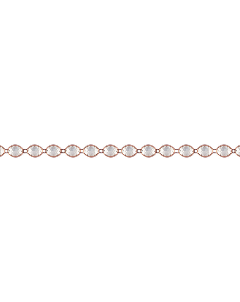 Copper Plated Oval White Small Stones Plastic base Chain
