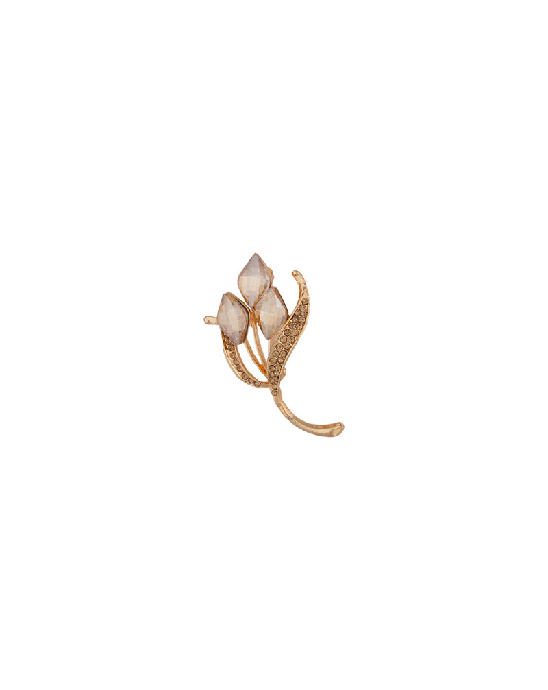 Metal Rhinestone Flower Brooch-Golden