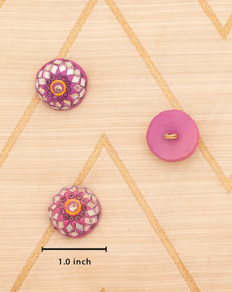 Designer handmade button embellished with mirrors-Light Purple