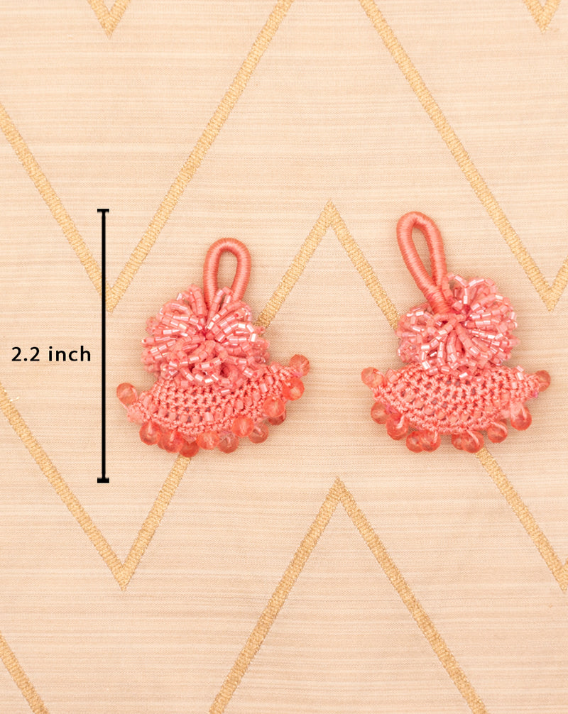 Designer crochet and beads hanging tassel-Peach