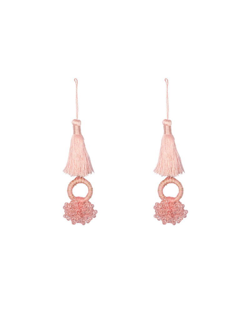 Hanging crystal beads tassel-Ivory