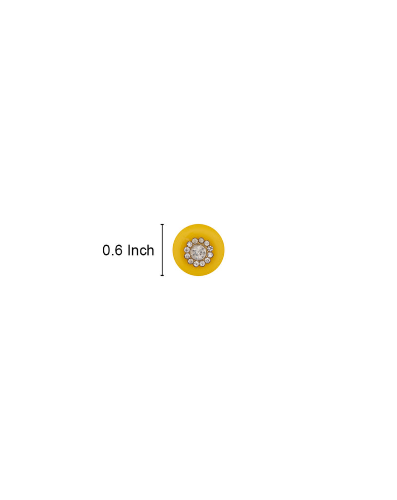 Round Button with rhinestones inserts-Yellow