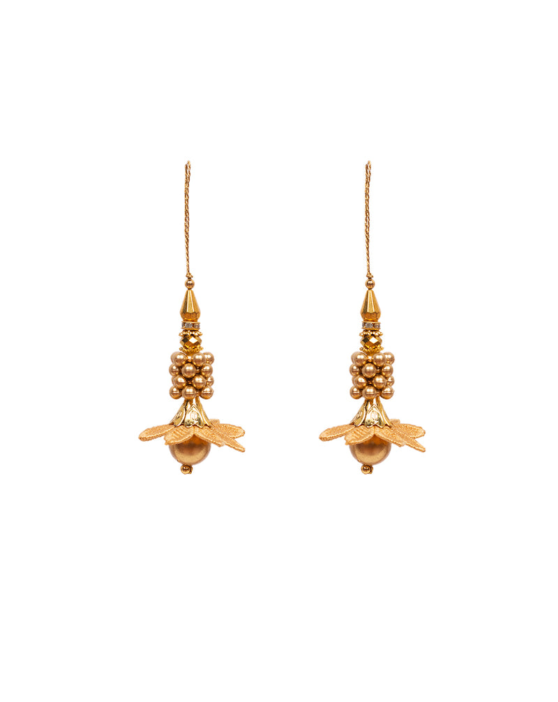 Hanging Designer beads and flower Tassel-Golden