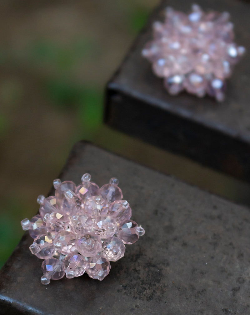 Designer handmade button in shiny beads-Ivory