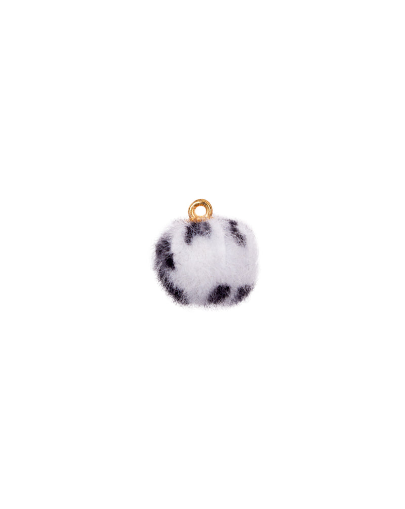 Leopard Fur Fabric Ball Button-White&Black