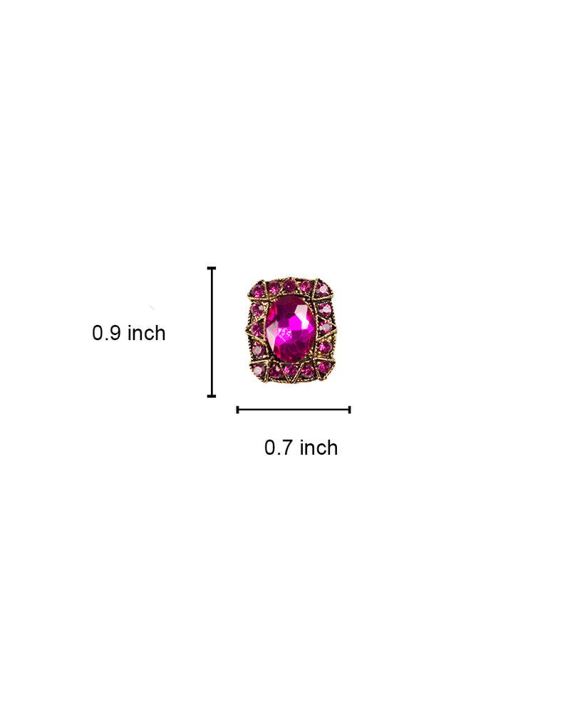 Crystal Metal button decorated with rhinestones-Pink