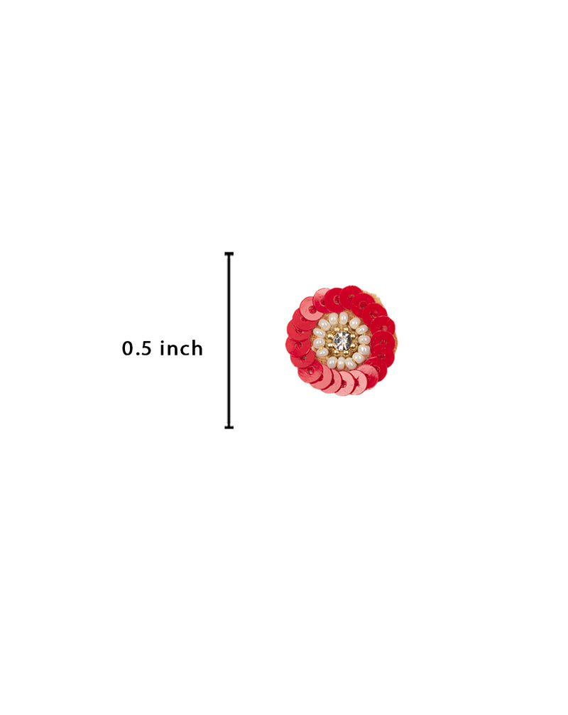 Handmade sequins and pearl flower patch-Red