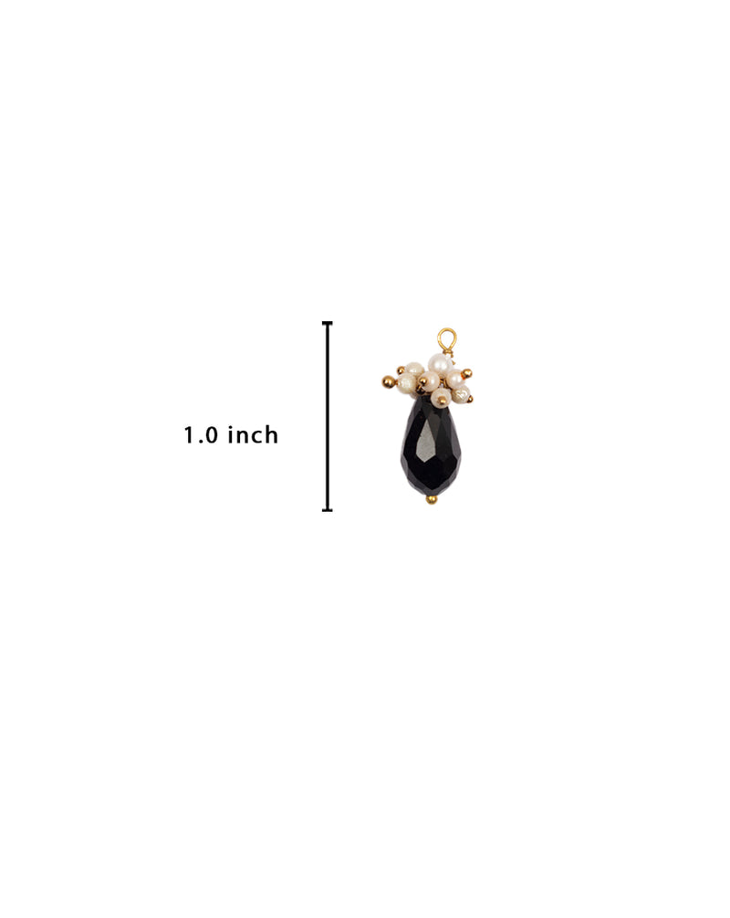 Designer crystal drop button with pearl hanging-Black