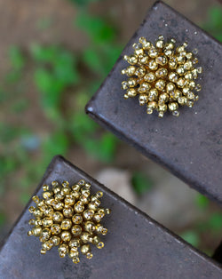 Designer handmade button embellished with beads-Golden
