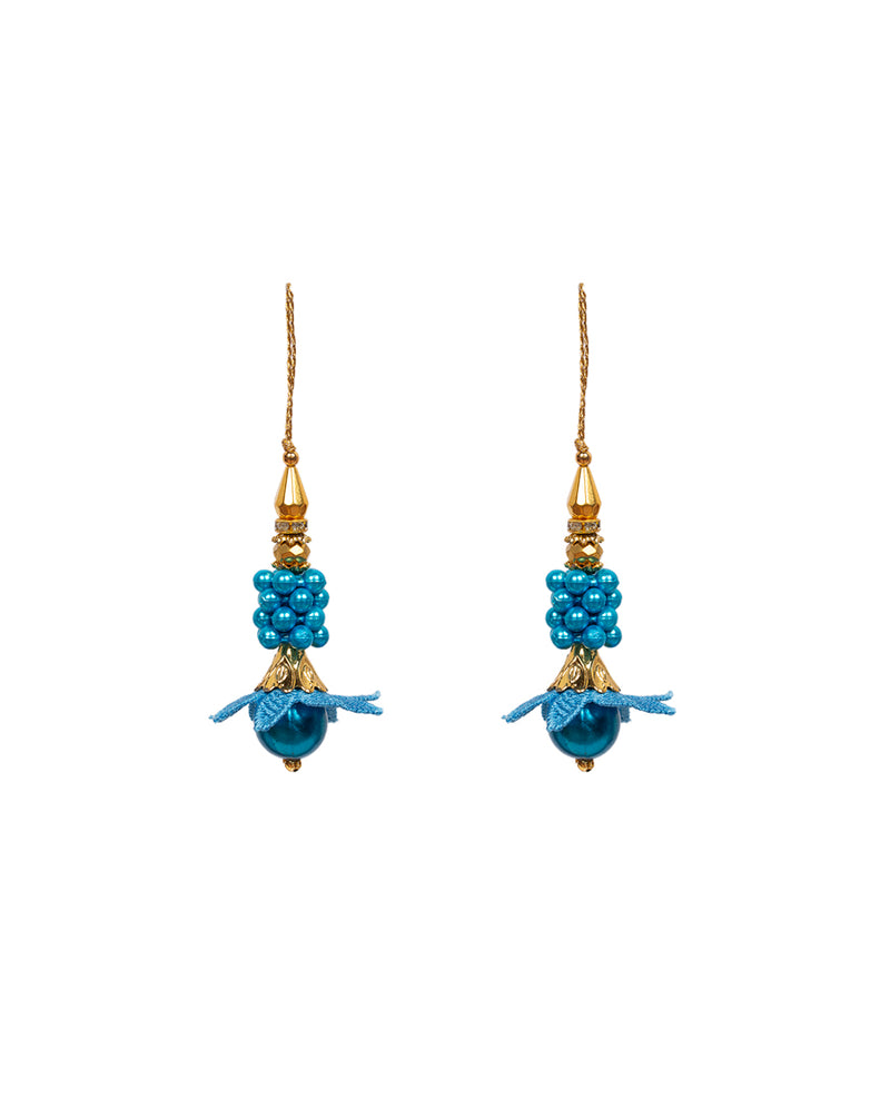 Hanging Designer beads and flower Tassel-Blue