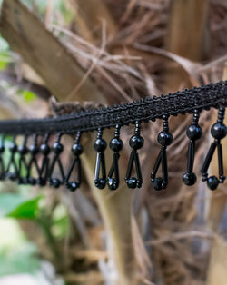 Designer Crystal drop lace-Black