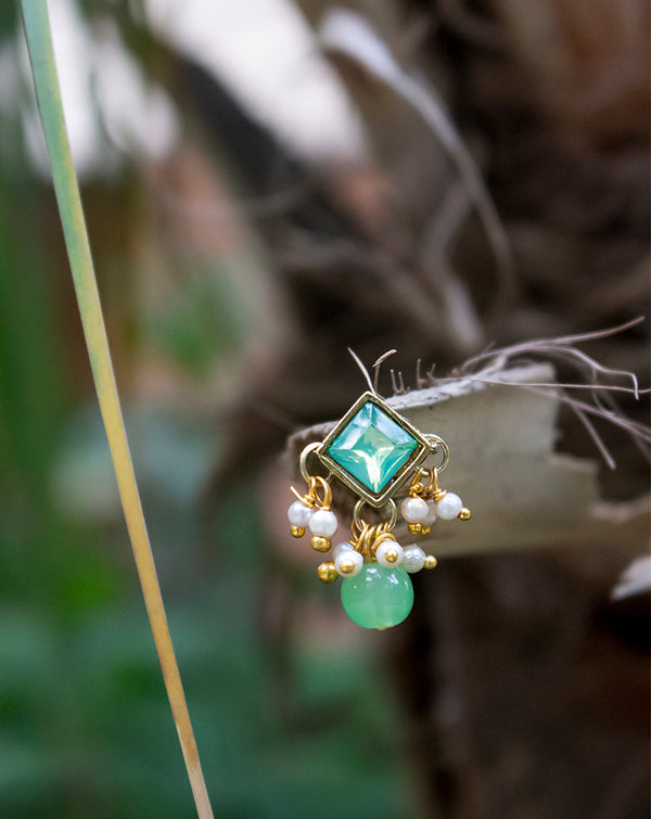 Designer crystal and bead tassel-Green