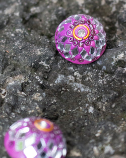 Designer handmade button embellished with mirrors-Light Purple
