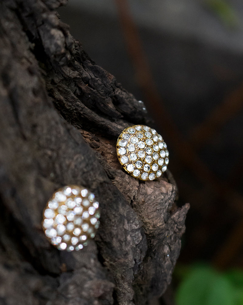 Rhinestone and Pearl Metal Button-Silver&Golden