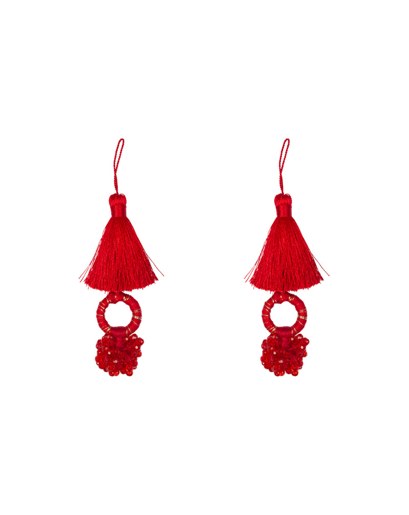 Hanging crystal beads tassel-Red