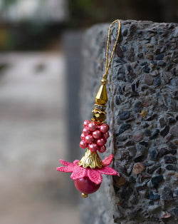 Hanging Designer beads and flower Tassel-Light Pink