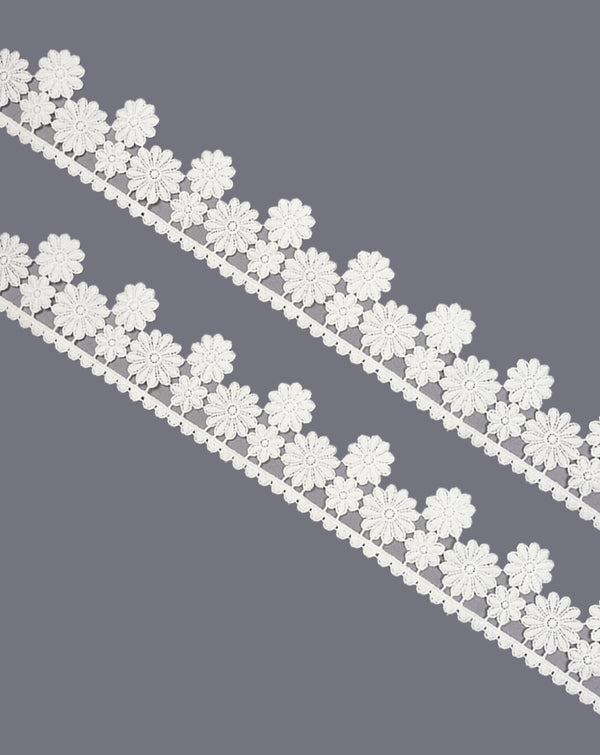 Dyeable designer cotton lace in floral edge design
